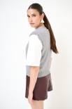 GILET CROP PARICOLLO GRIGIO MEDIO