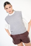 GILET CROP PARICOLLO GRIGIO MEDIO