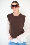 GILET CROP PARICOLLO MORO