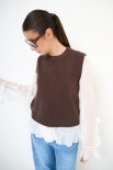 GILET CROP PARICOLLO MORO