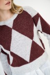 MAGLIA PARICOLLO ROMBI GRIGIO/VINO