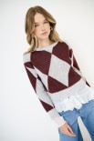 MAGLIA PARICOLLO ROMBI GRIGIO/VINO