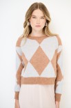 MAGLIA PARICOLLO ROMBI MOKA/CELESTE