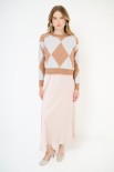 MAGLIA PARICOLLO ROMBI MOKA/CELESTE