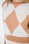 MAGLIA PARICOLLO ROMBI MOKA/CELESTE