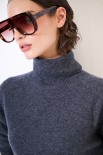 MAGLIA COLLO ALTO MISTO CACHEMIRE GRIGIO ANTRACITE
