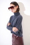 MAGLIA COLLO ALTO MISTO CACHEMIRE GRIGIO ANTRACITE