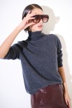 MAGLIA COLLO ALTO MISTO CACHEMIRE GRIGIO ANTRACITE