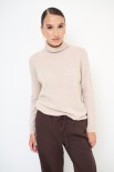 MAGLIA COLLO ALTO MISTO CACHEMIRE BEIGE