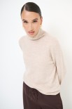 MAGLIA COLLO ALTO MISTO CACHEMIRE BEIGE