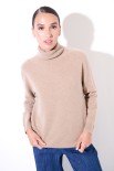 MAGLIA COLLO ALTO MISTO CACHEMIRE CAMMELLO