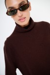 MAGLIA COLLO ALTO MISTO CACHEMIRE COFFEE