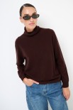 MAGLIA COLLO ALTO MISTO CACHEMIRE COFFEE