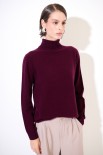 MAGLIA COLLO ALTO MISTO CACHEMIRE VINO
