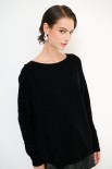 MAGLIA FONDO STONDATO MISTO CACHEMIRE NERO