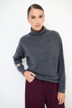 MAGLIA OVER COLLO ALTO MISTO CACHEMIRE GRIGIO ANTRACITE