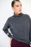 MAGLIA OVER COLLO ALTO MISTO CACHEMIRE GRIGIO ANTRACITE