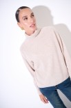 MAGLIA OVER COLLO ALTO MISTO CACHEMIRE BEIGE