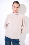 MAGLIA OVER COLLO ALTO MISTO CACHEMIRE BEIGE