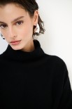 MAGLIA OVER COLLO ALTO MISTO CACHEMIRE NERO