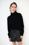 MAGLIA OVER COLLO ALTO MISTO CACHEMIRE NERO