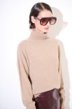 MAGLIA OVER COLLO ALTO MISTO CACHEMIRE CAMMELLO