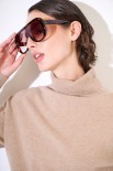 MAGLIA OVER COLLO ALTO MISTO CACHEMIRE CAMMELLO