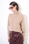 MAGLIA OVER COLLO ALTO MISTO CACHEMIRE CAMMELLO