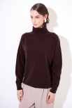 MAGLIA OVER COLLO ALTO MISTO CACHEMIRE COFFEE