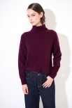 MAGLIA OVER COLLO ALTO MISTO CACHEMIRE VINO