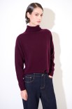MAGLIA OVER COLLO ALTO MISTO CACHEMIRE VINO