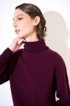 MAGLIA OVER COLLO ALTO MISTO CACHEMIRE VINO