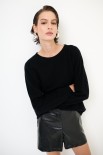 MAGLIA OVER PARICOLLO MISTO CACHEMIRE NERO