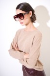 MAGLIA OVER PARICOLLO MISTO CACHEMIRE CAMMELLO