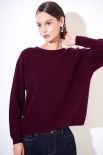 MAGLIA OVER PARICOLLO MISTO CACHEMIRE VINO