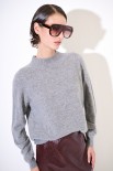 MAGLIA MEZZO COLLO MISTO CACHEMIRE GRIGIO MEDIO