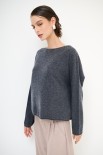 MAGLIA SCATOLINA TAGLIO VIVO FONDO MISTO CACHEMIRE GRIGIO ANTRAC