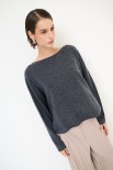 MAGLIA SCATOLINA TAGLIO VIVO FONDO MISTO CACHEMIRE GRIGIO ANTRAC