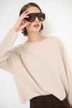 MAGLIA SCATOLINA TAGLIO VIVO FONDO MISTO CACHEMIRE BEIGE