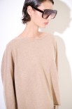 MAGLIA SCATOLINA TAGLIO VIVO FONDO MISTO CACHEMIRE CAMMELLO