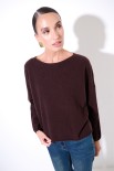 MAGLIA SCATOLINA TAGLIO VIVO FONDO MISTO CACHEMIRE COFFEE
