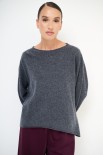 MAGLIA OVER FONDO ASIMMETRICO MISTO CACHEMIRE GRIGIO ANTRACITE
