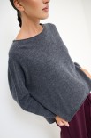 MAGLIA OVER FONDO ASIMMETRICO MISTO CACHEMIRE GRIGIO ANTRACITE