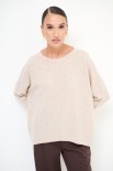MAGLIA OVER FONDO ASIMMETRICO MISTO CACHEMIRE BEIGE