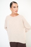 MAGLIA OVER FONDO ASIMMETRICO MISTO CACHEMIRE BEIGE