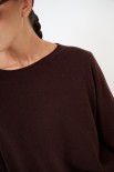 MAGLIA OVER FONDO ASIMMETRICO MISTO CACHEMIRE COFFEE