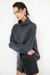 MAGLIA COLLO ALTO CON RIGA DAV. MISTO CACHEMIRE GRIGIO ANTRACITE