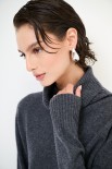 MAGLIA COLLO ALTO CON RIGA DAV. MISTO CACHEMIRE GRIGIO ANTRACITE