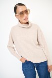 MAGLIA COLLO ALTO CON RIGA DAV. MISTO CACHEMIRE BEIGE