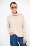 MAGLIA COLLO ALTO CON RIGA DAV. MISTO CACHEMIRE BEIGE
